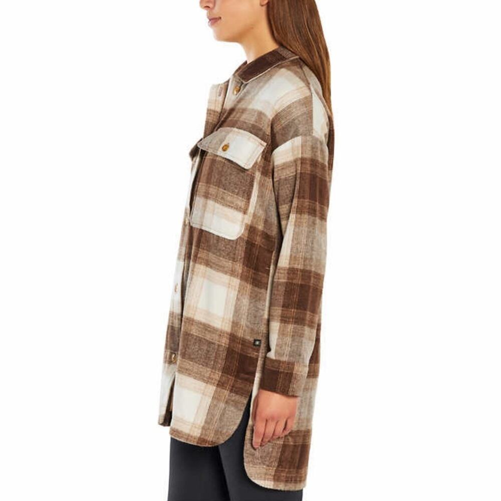 Banana Republic Women's Shirt Jacket Brown Plaid Side Pockets Size Large NWT - Picture 5 of 7